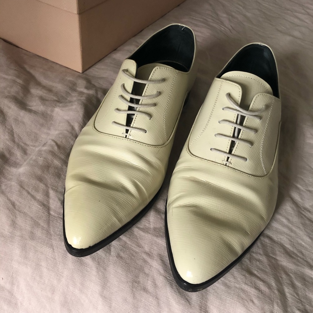 PRADA leather pointed toe brogue oxfords 37.5/7.5 - Picture 4 of 11